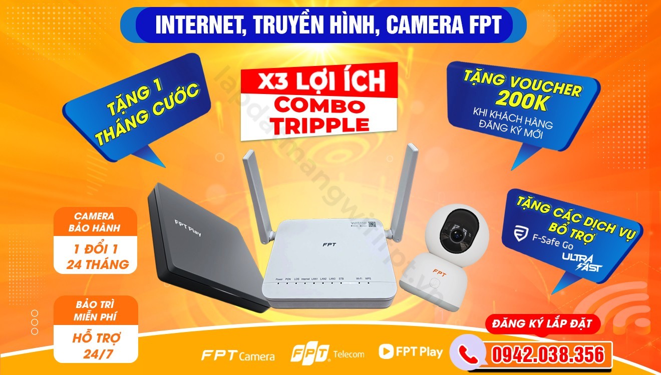 Lợi ích ưu đãi khi đăng ký cả 3 dịch vụ internet, truyền hình, camera fpt