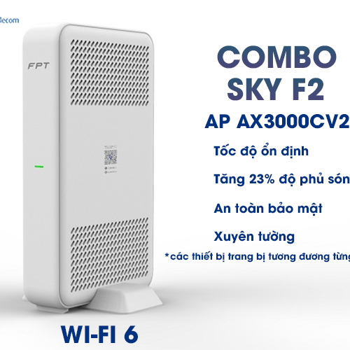 thiết bị ap ax3000cv2 được trang bị khi khách hàng đăng ký gói cước combo sky f2 của FPT (* thiết bị được trang bị khác nhau tương đương với từng khu vực)