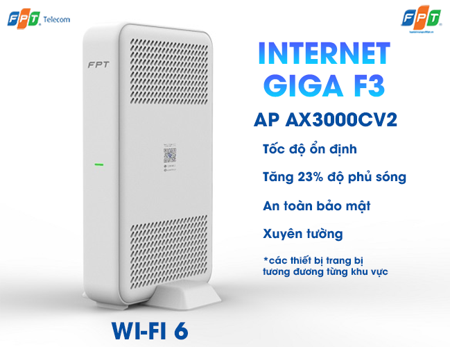 thiết bị wifi 6 ap ax3000cv2 ở gói cước internet giga f3 của fpt