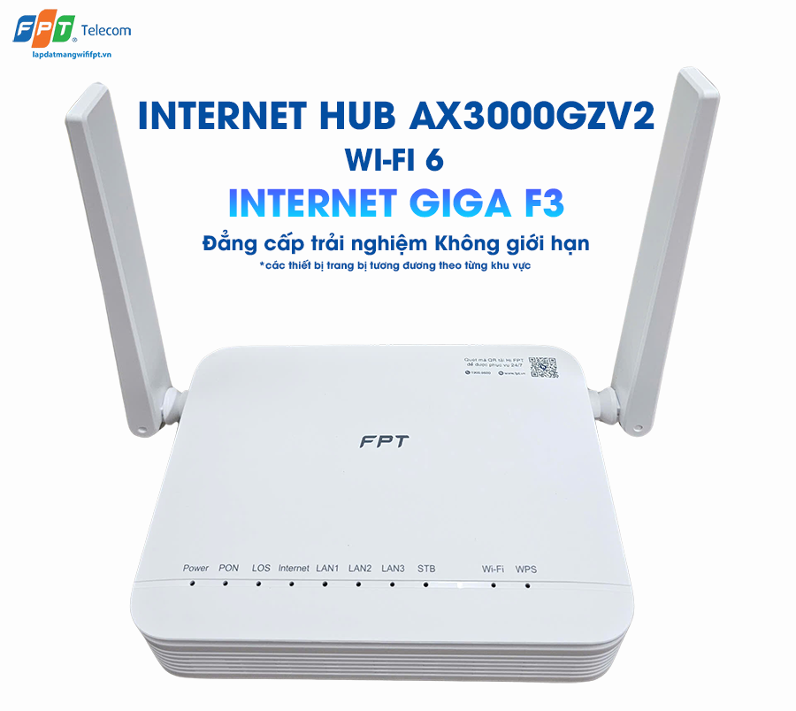 thiết bị wifi 6 ax3000gzv2 ở gói cước internet giga f3 của fpt