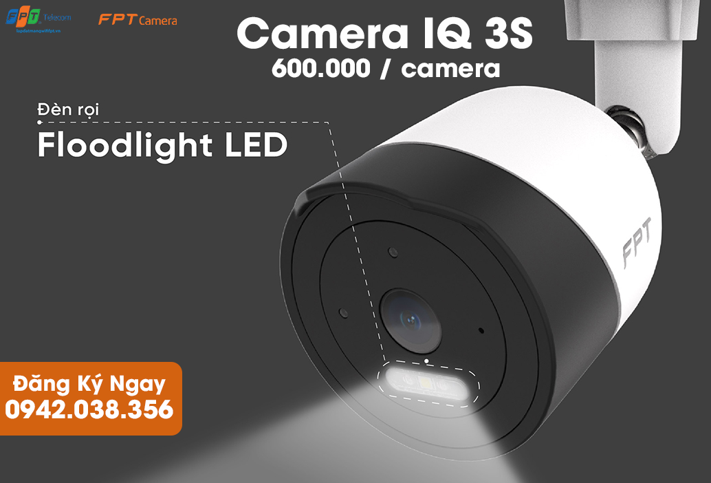 camera fpt iq 3s được trang bị đèn rọi floodlight LED