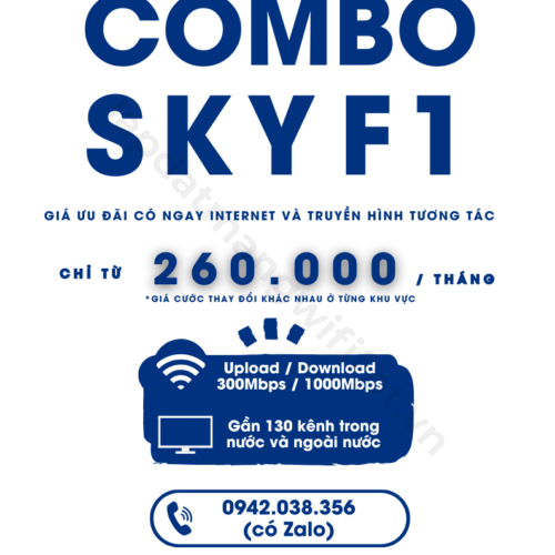 gói cước combo sky f1 bao gồm dịch vụ internet và truyền hình của FPT chỉ từ 260.000 / tháng (giá cước có thể thay đổi từng khu vực)