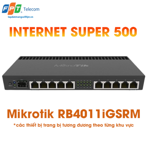 hình ảnh mikrotik rb4011igsrm được trang bị ở gói cước internet super 500 dành cho doanh nghiệp của FPT Telecom