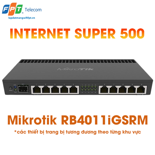 hình ảnh mikrotik rb4011igsrm được trang bị ở gói cước internet super 500 dành cho doanh nghiệp của FPT Telecom